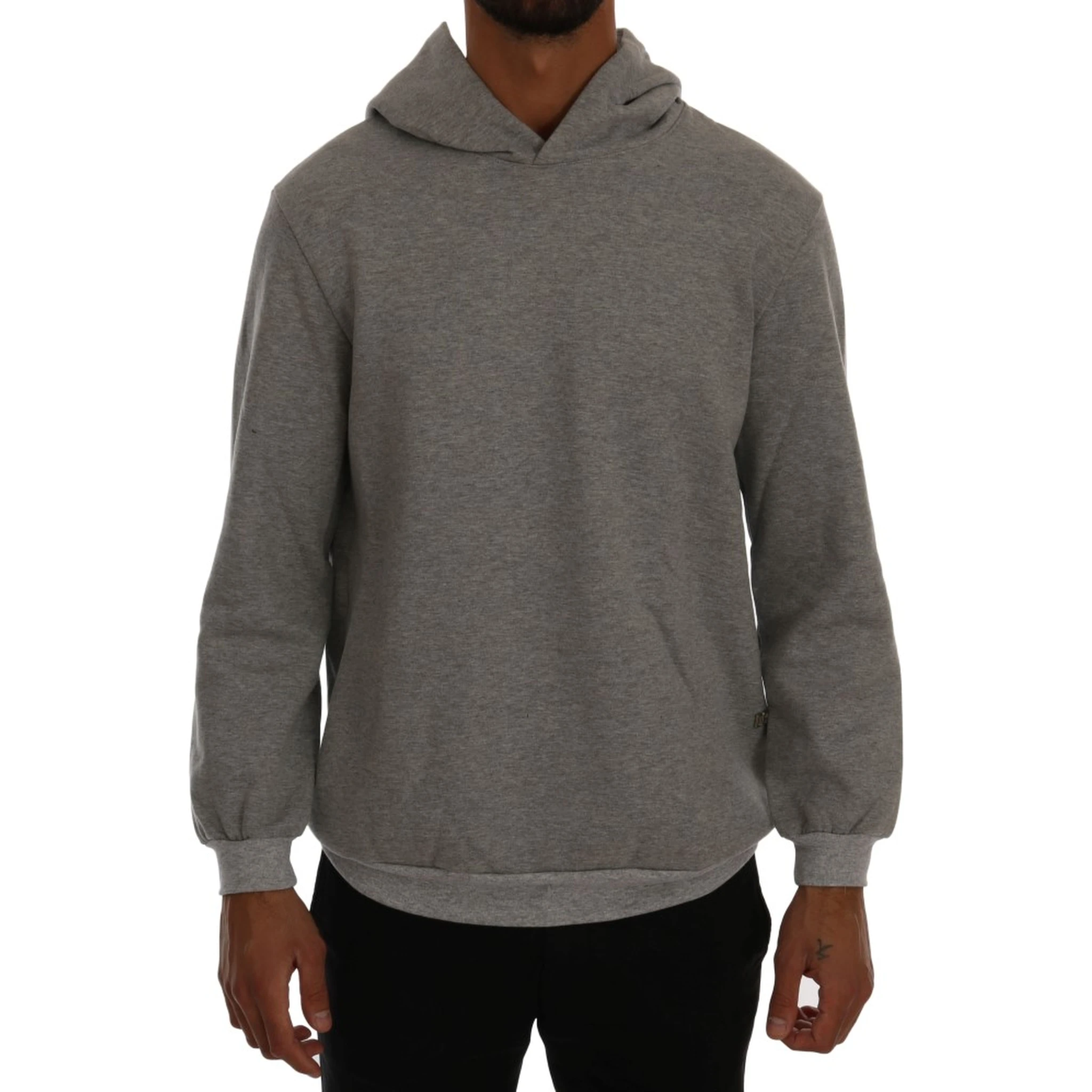 Gray Pullover Hodded Cotton Sweater
