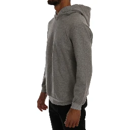 Gray Pullover Hodded Cotton Sweater
