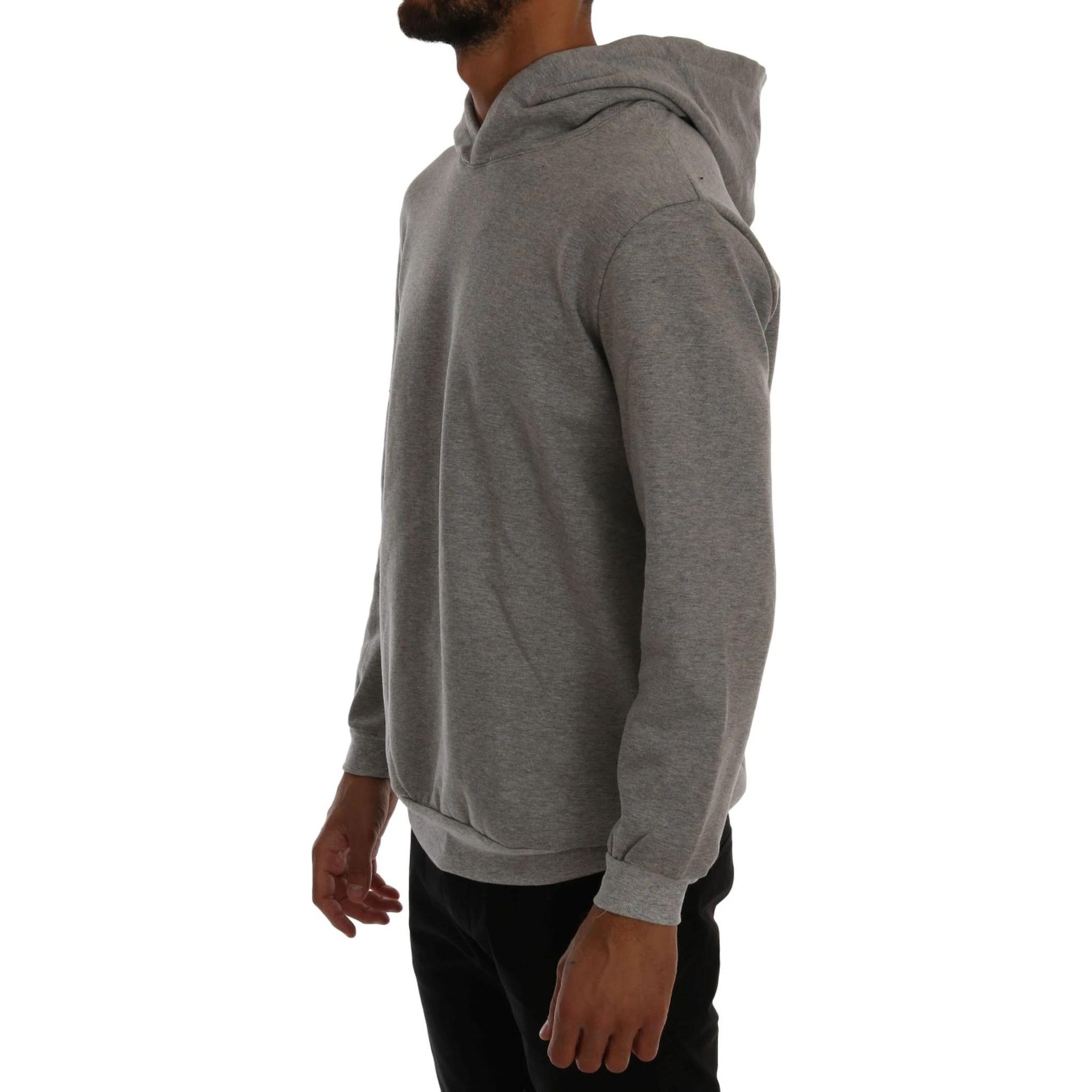 Gray Pullover Hodded Cotton Sweater