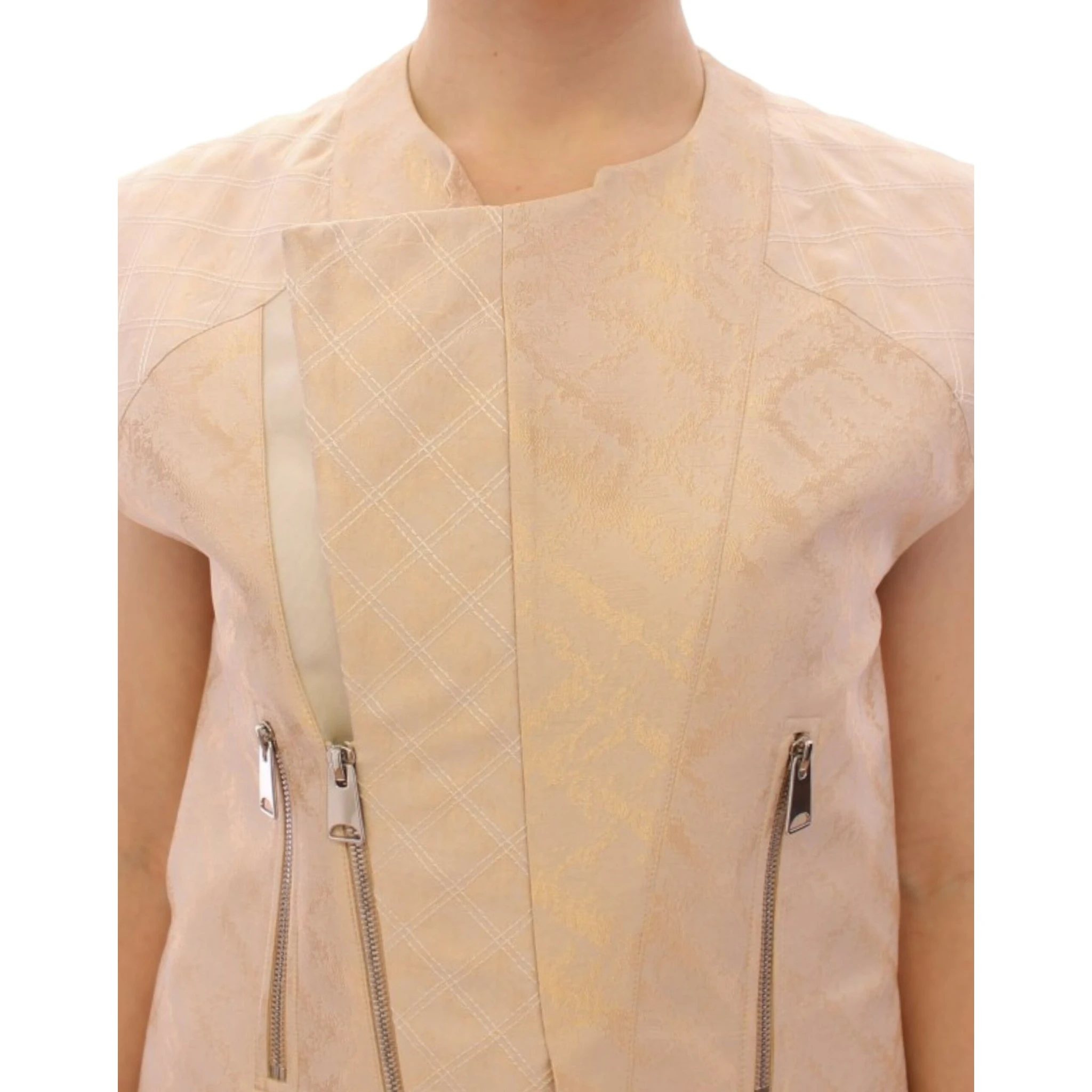 Beige brocade sleeveless jacket