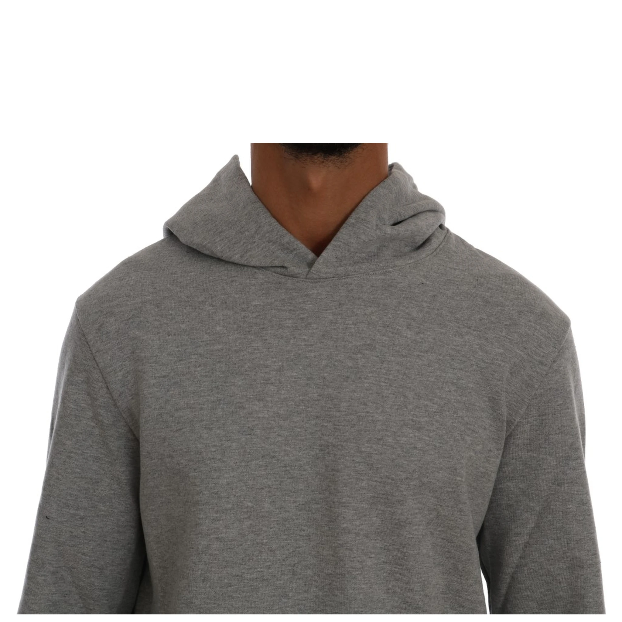 Gray Pullover Hodded Cotton Sweater