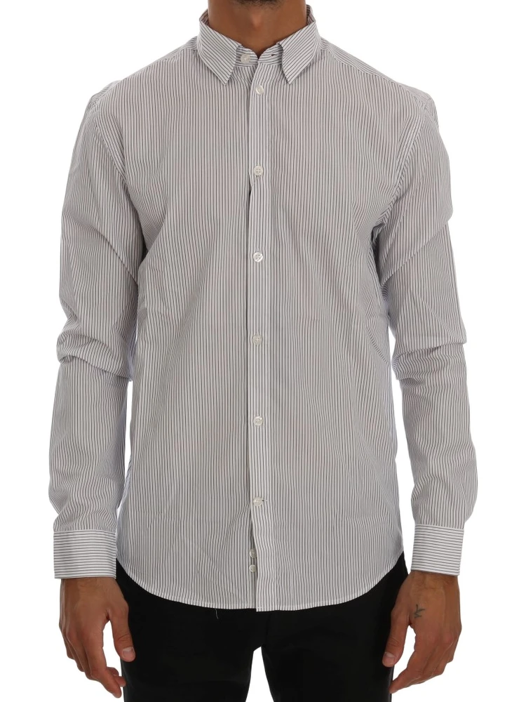 White Blue Striped Casual Cotton Regular Fit Shirt