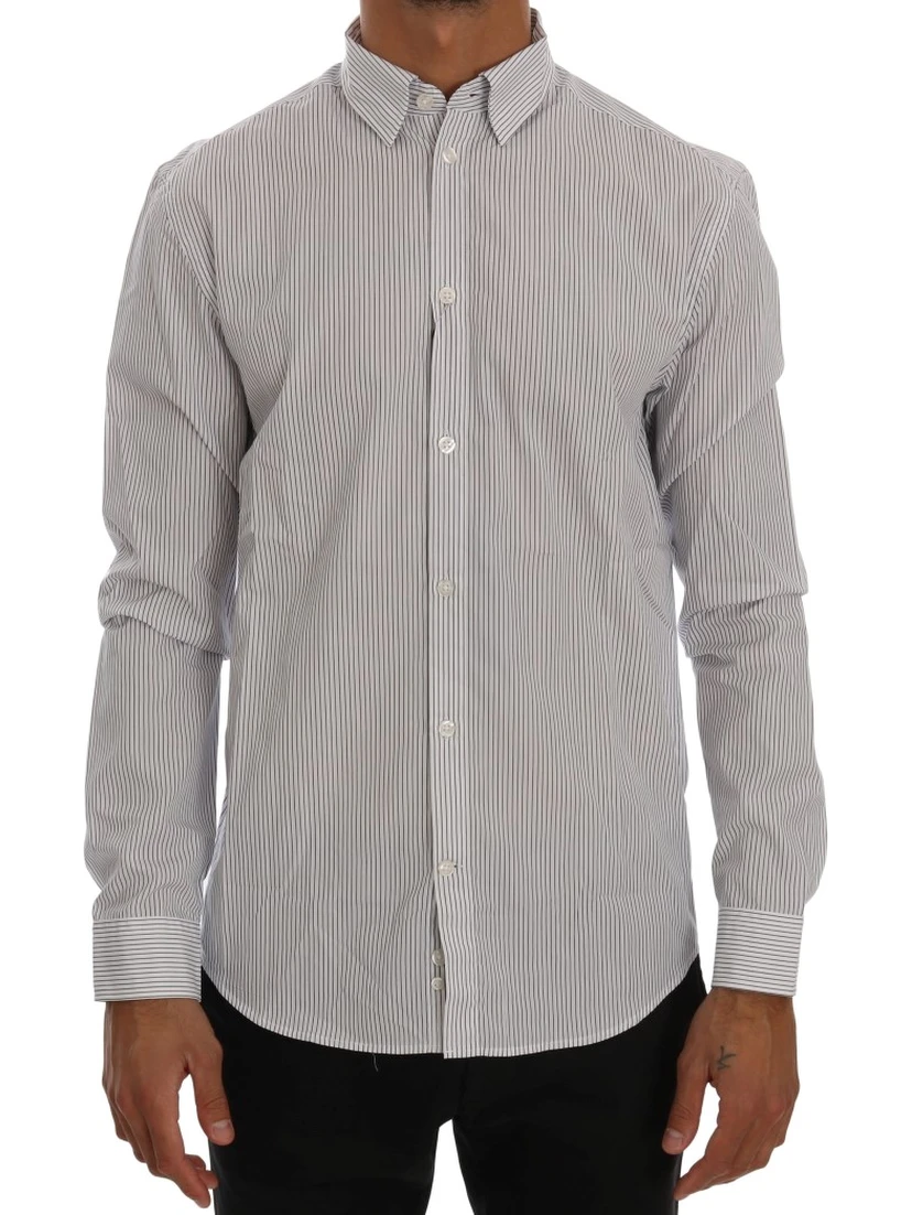 White Blue Striped Casual Cotton Regular Fit Shirt