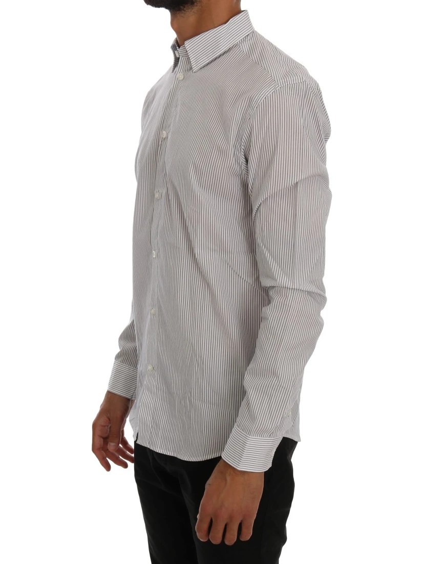 White Blue Striped Casual Cotton Regular Fit Shirt