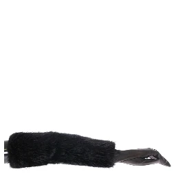 Black Beaver Fur Lambskin Leather Elbow Gloves