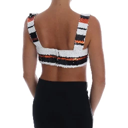 Multicolor Sequined Stretch Bustier Top