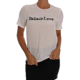 White Silk ITALIA IS LOVE Blouse T-shirt