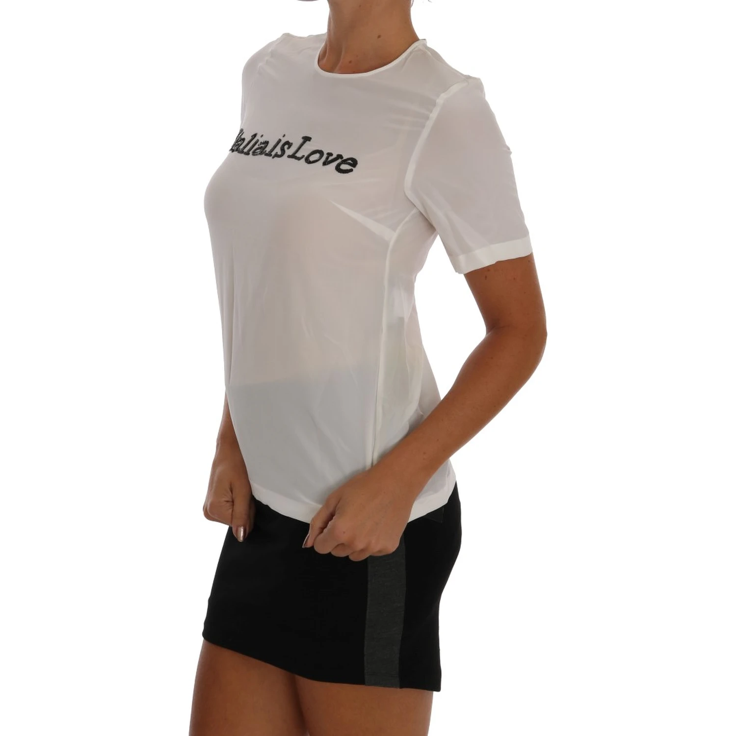 White Silk ITALIA IS LOVE Blouse T-shirt