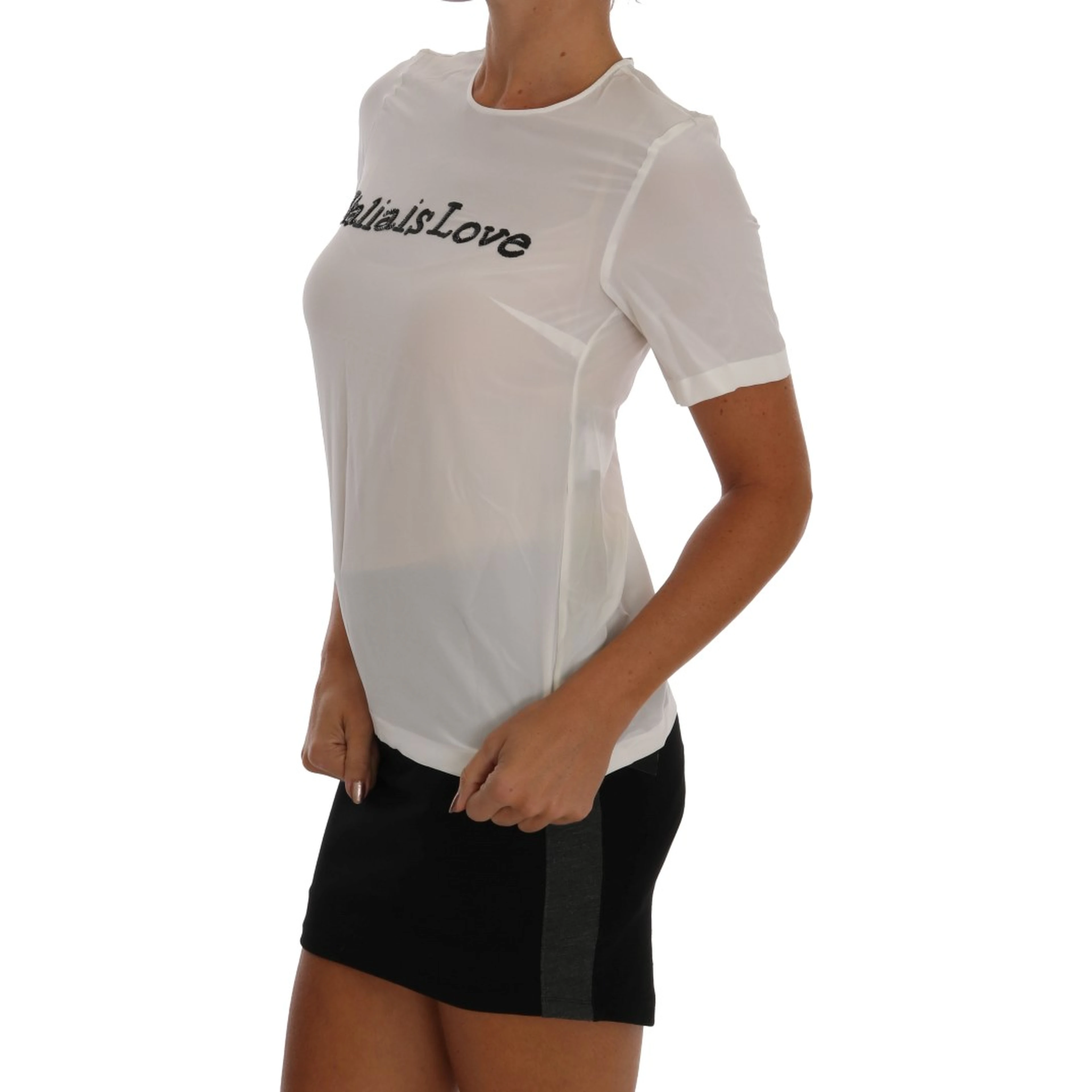 White Silk ITALIA IS LOVE Blouse T-shirt