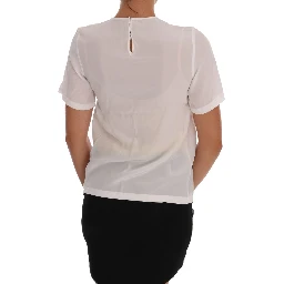 White Silk ITALIA IS LOVE Blouse T-shirt