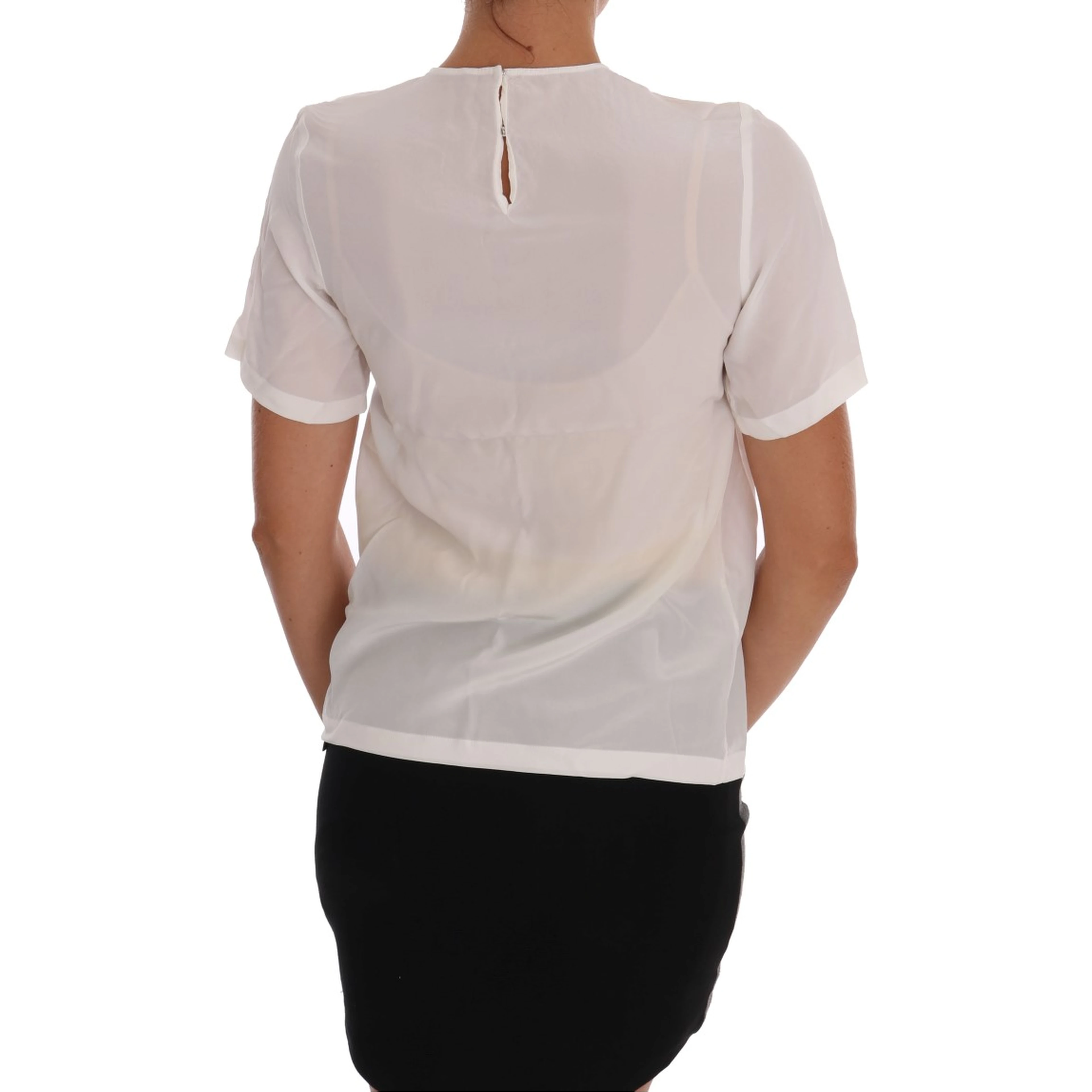 White Silk ITALIA IS LOVE Blouse T-shirt