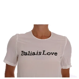 White Silk ITALIA IS LOVE Blouse T-shirt