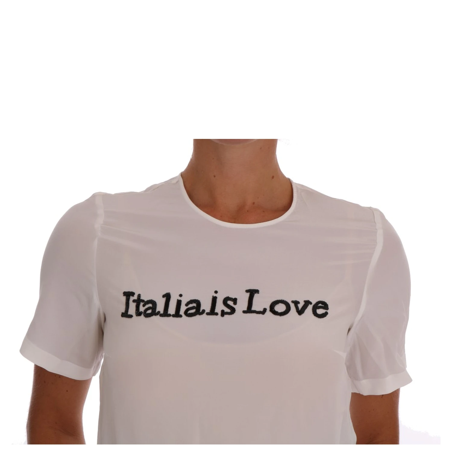 White Silk ITALIA IS LOVE Blouse T-shirt