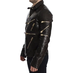 Brown Lambskin Leather Zipper Jacket