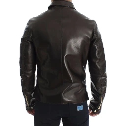 Brown Lambskin Leather Zipper Jacket
