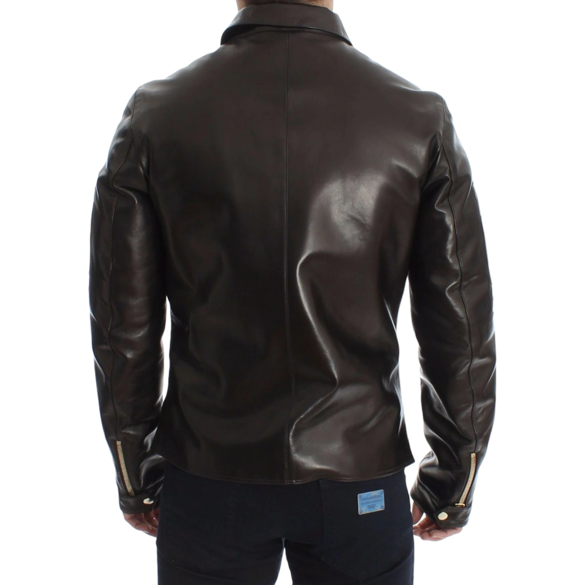 Brown Lambskin Leather Zipper Jacket