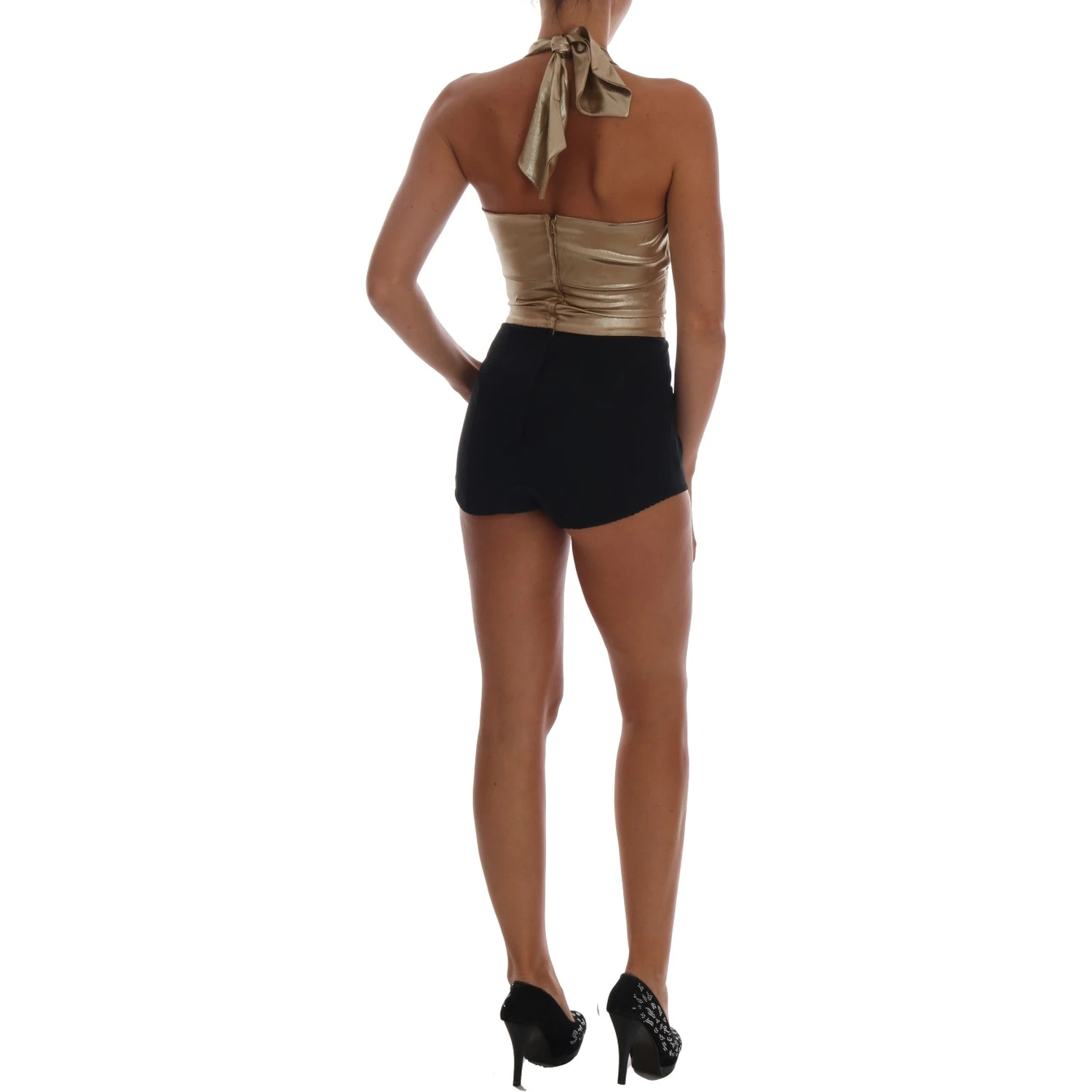 Gold Silk Stretch Romper Body
