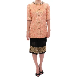 Pink Silk Brocade Crystal Jacket Coat