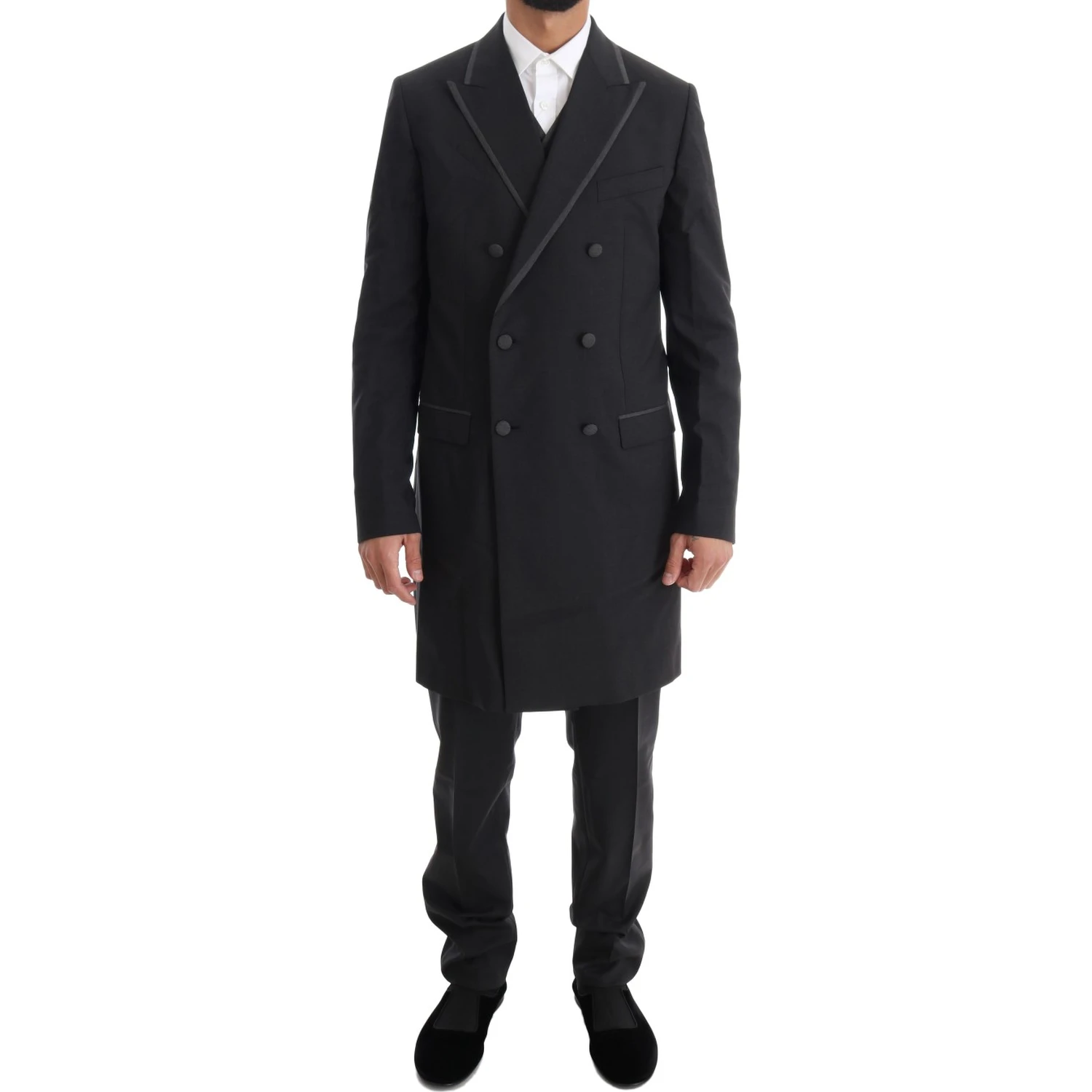 Gray Wool Stretch 3 Piece Two Button Suit