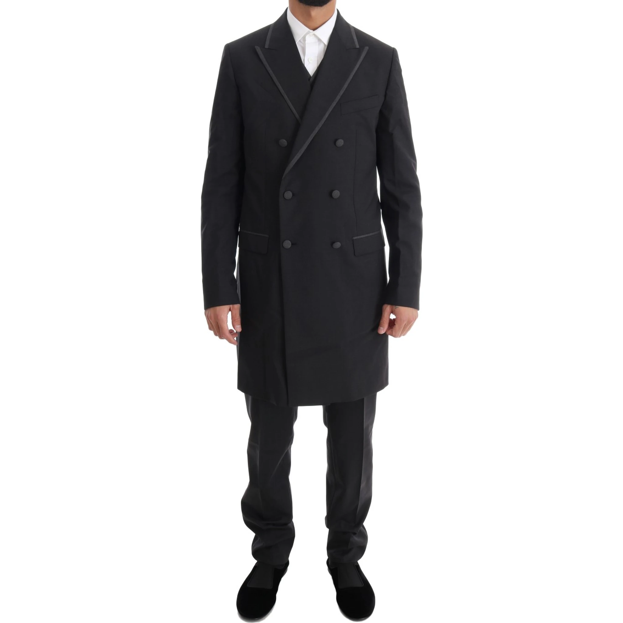 Gray Wool Stretch 3 Piece Two Button Suit