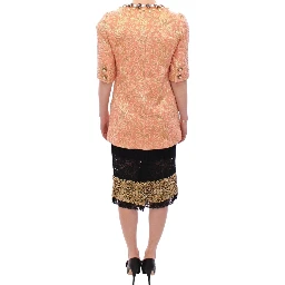 Pink Silk Brocade Crystal Jacket Coat