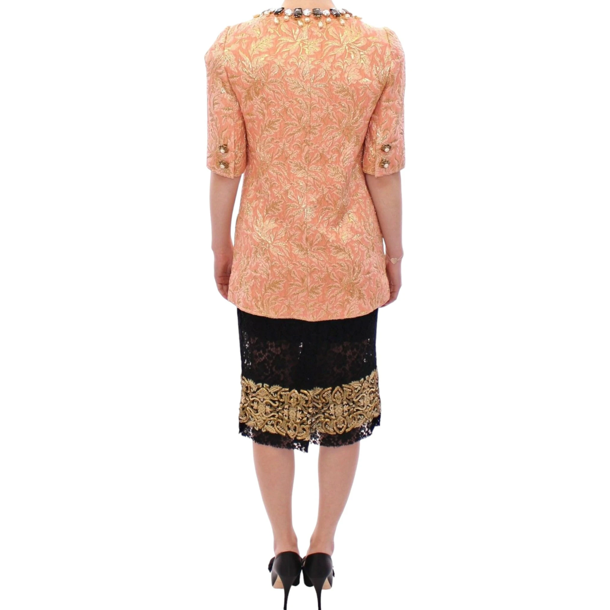 Pink Silk Brocade Crystal Jacket Coat