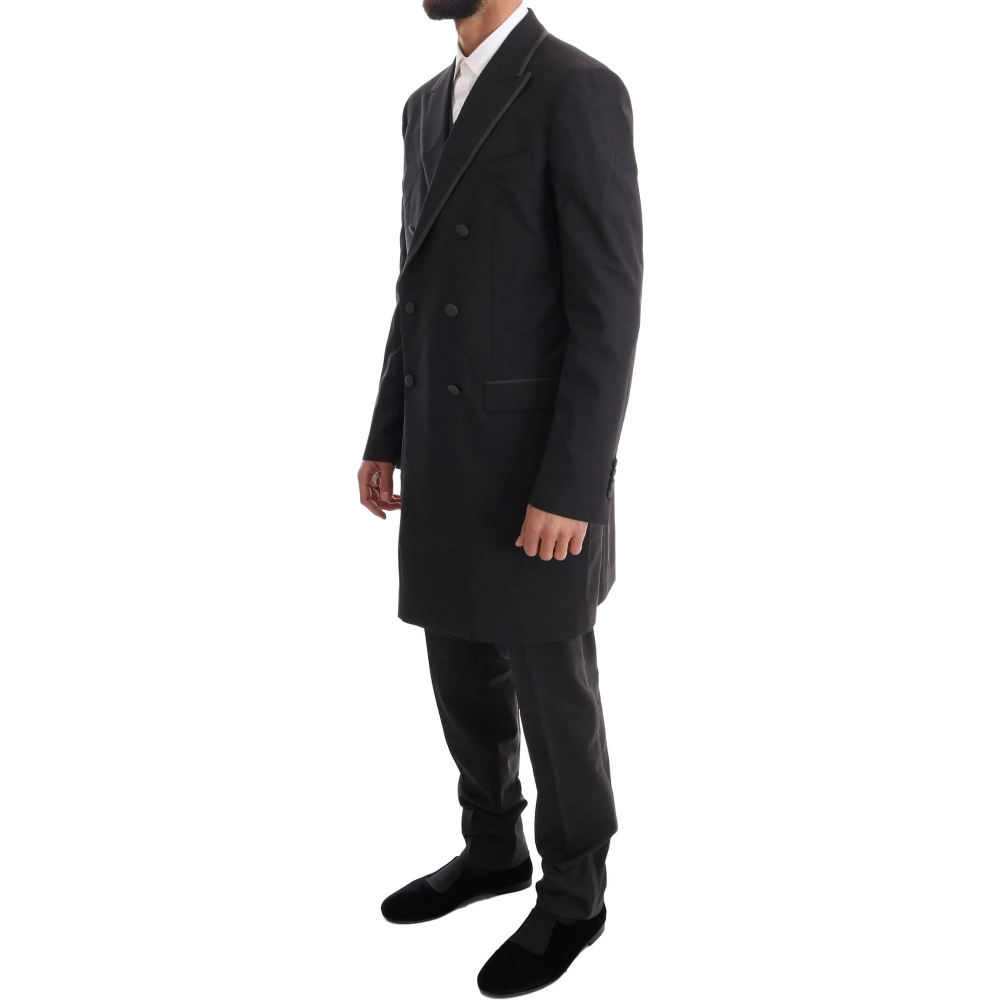Gray Wool Stretch 3 Piece Two Button Suit