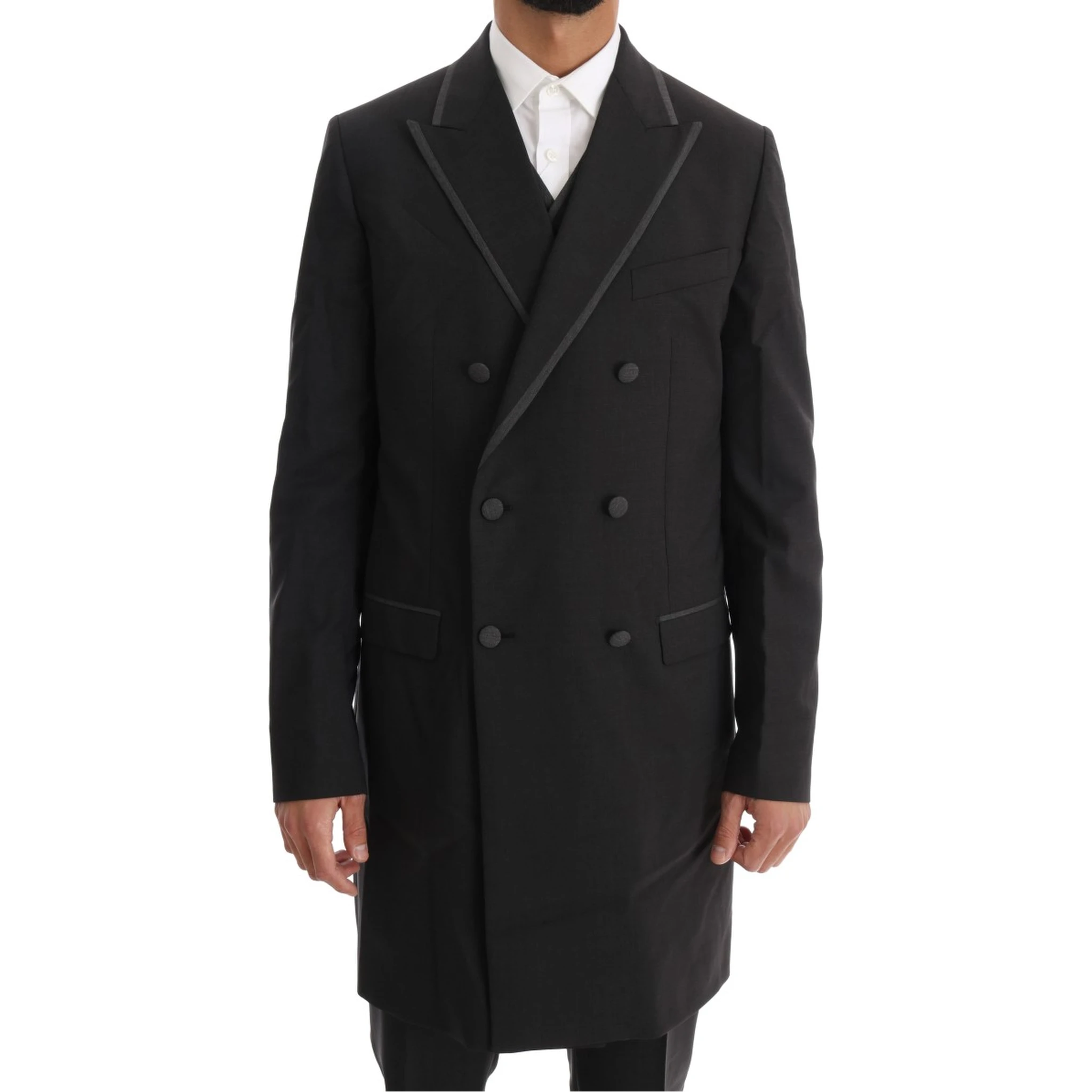 Gray Wool Stretch 3 Piece Two Button Suit