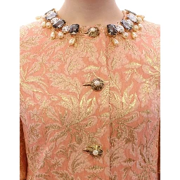 Pink Silk Brocade Crystal Jacket Coat