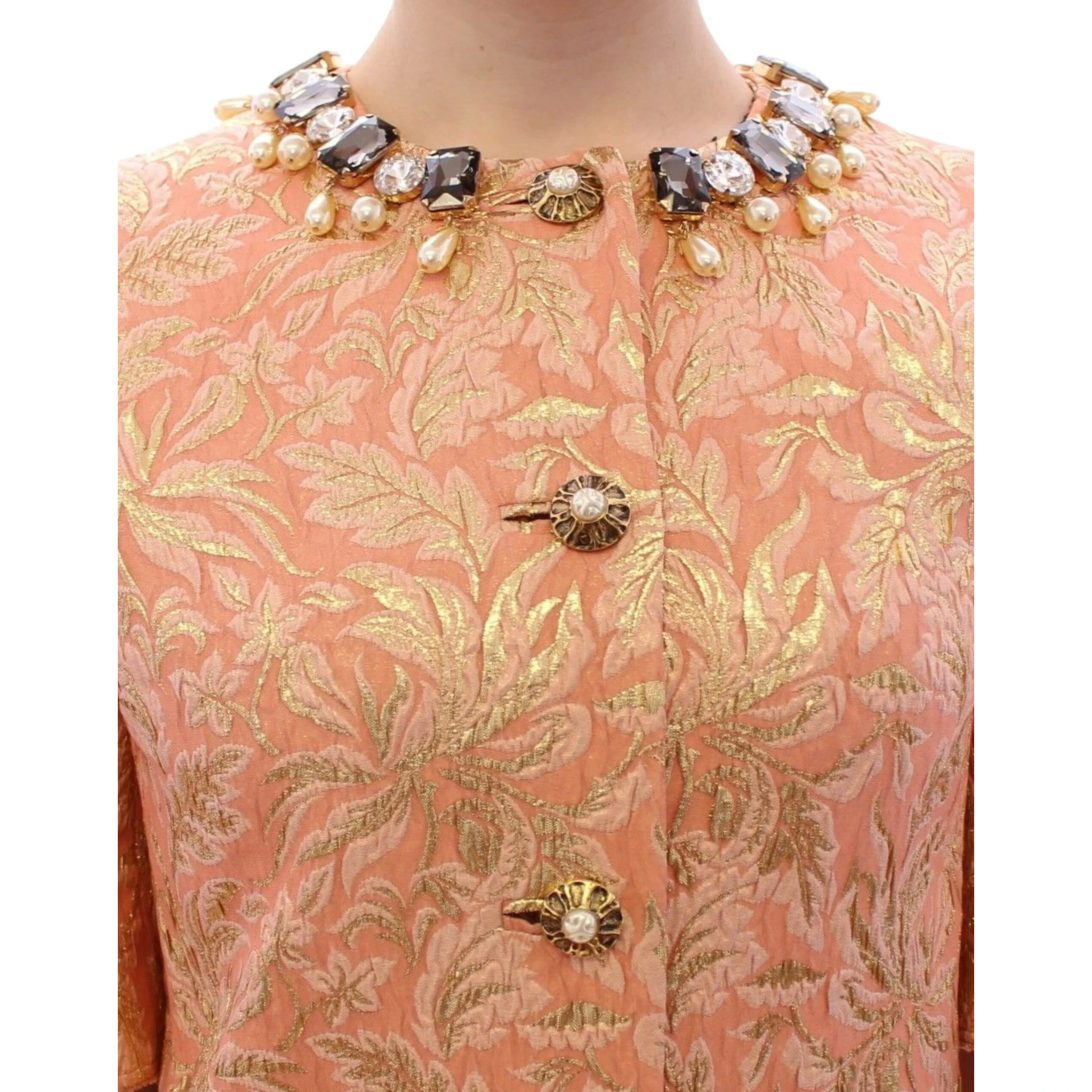 Pink Silk Brocade Crystal Jacket Coat