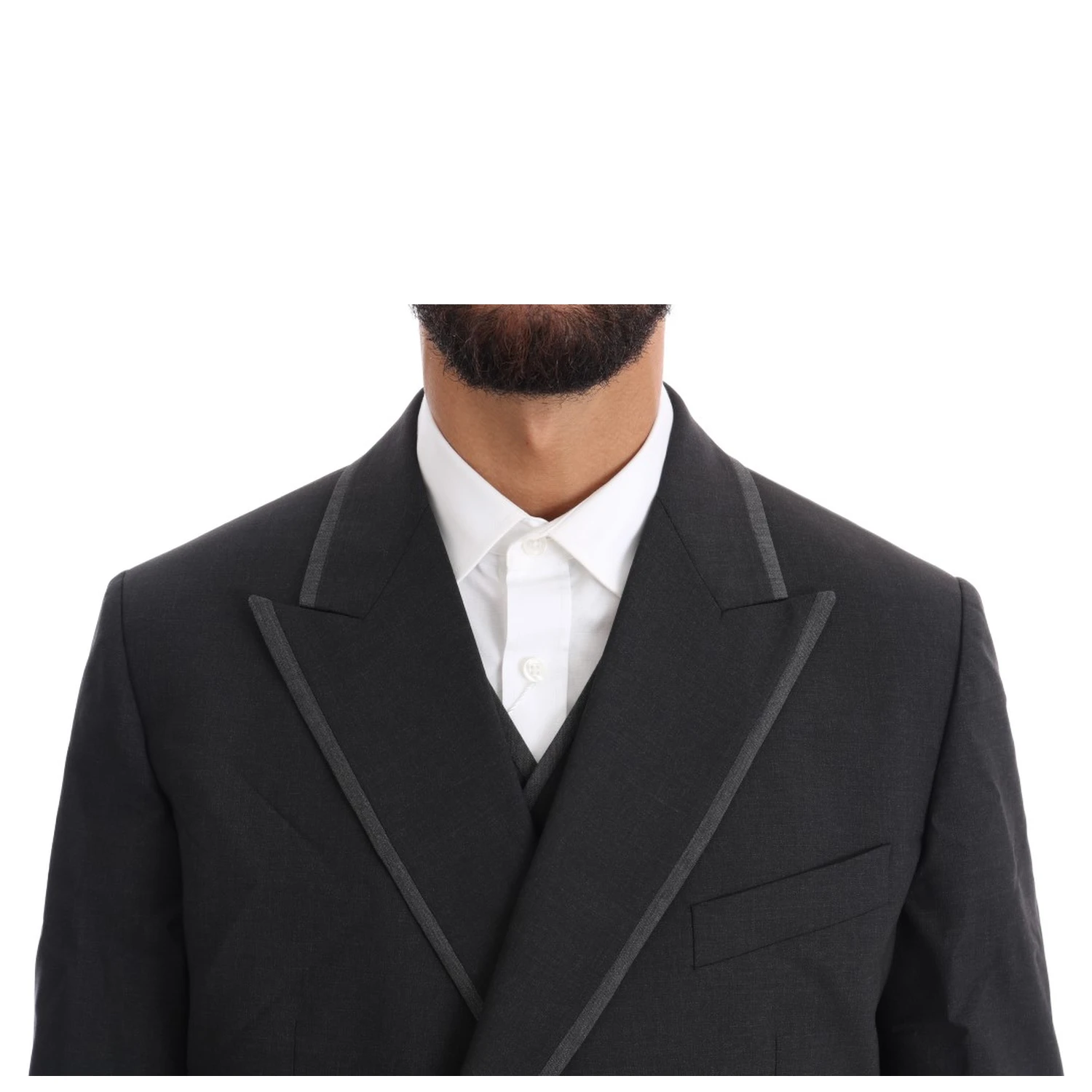 Gray Wool Stretch 3 Piece Two Button Suit
