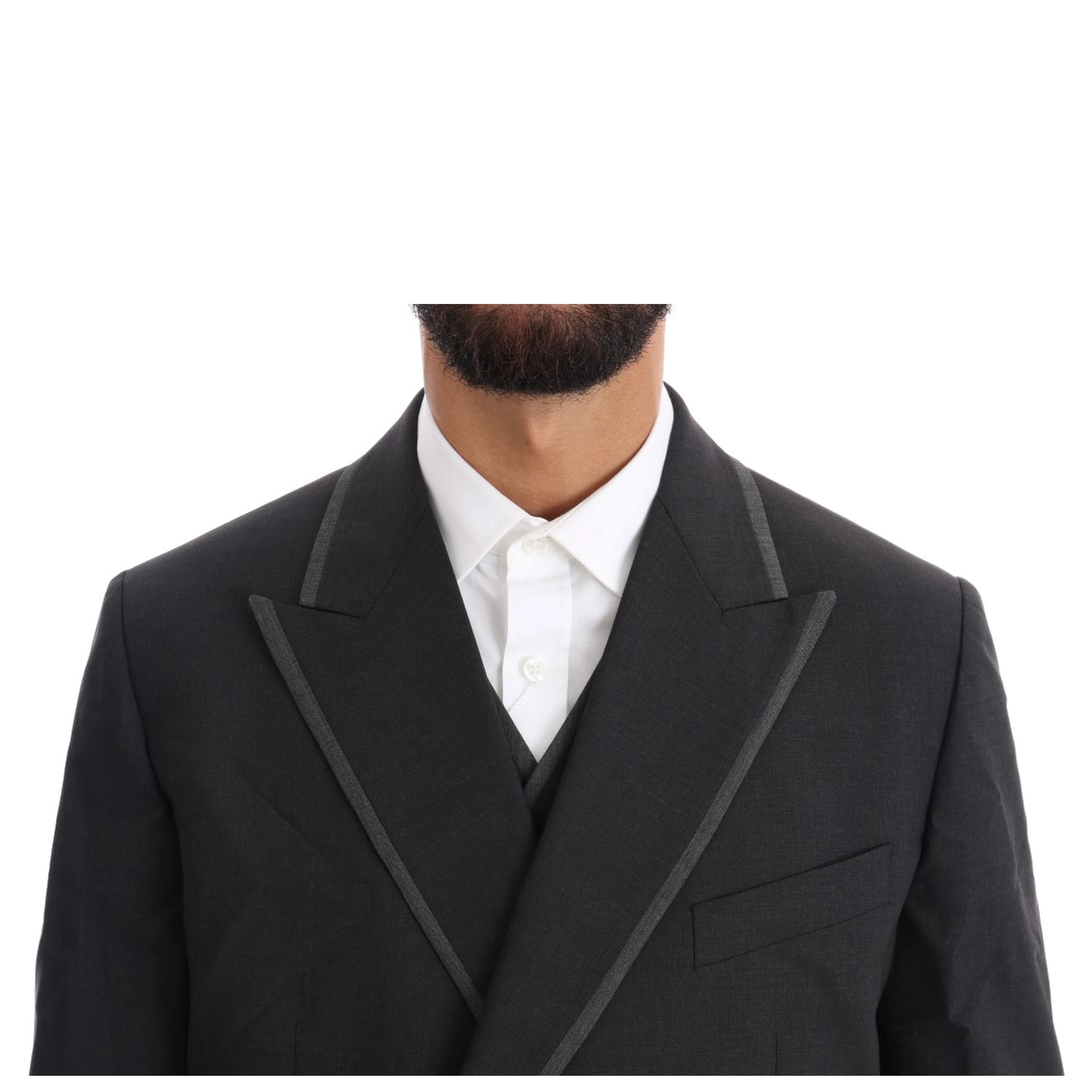 Gray Wool Stretch 3 Piece Two Button Suit