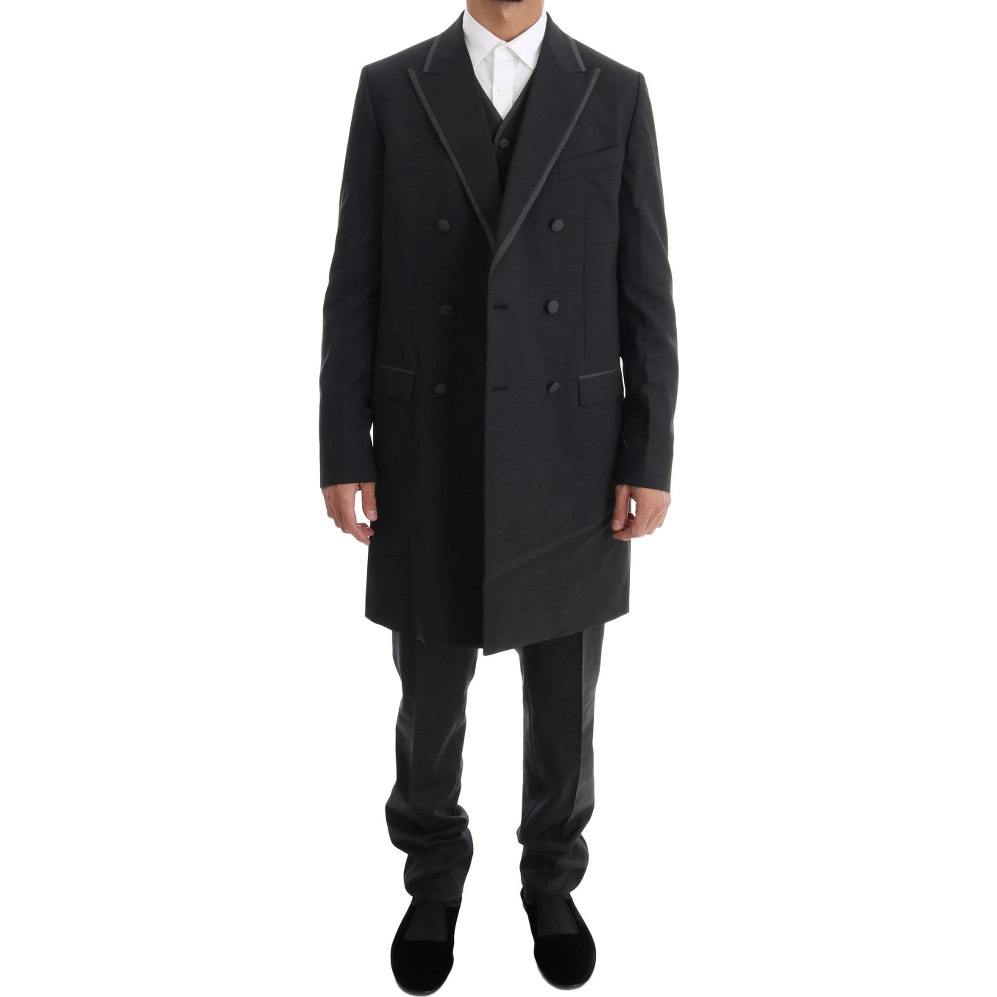 Gray Wool Stretch 3 Piece Two Button Suit