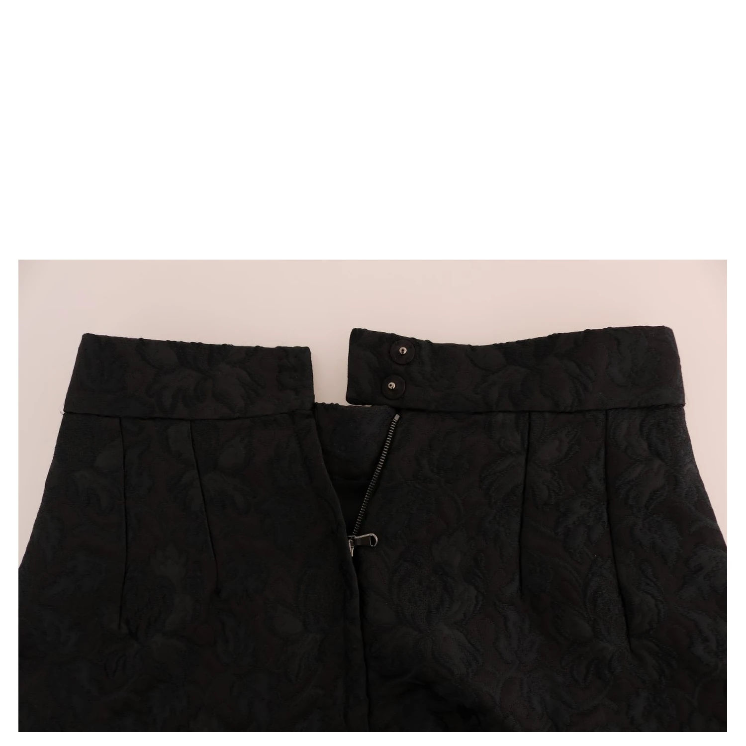 Black Floral Jacquard Silk A-Line Skirt