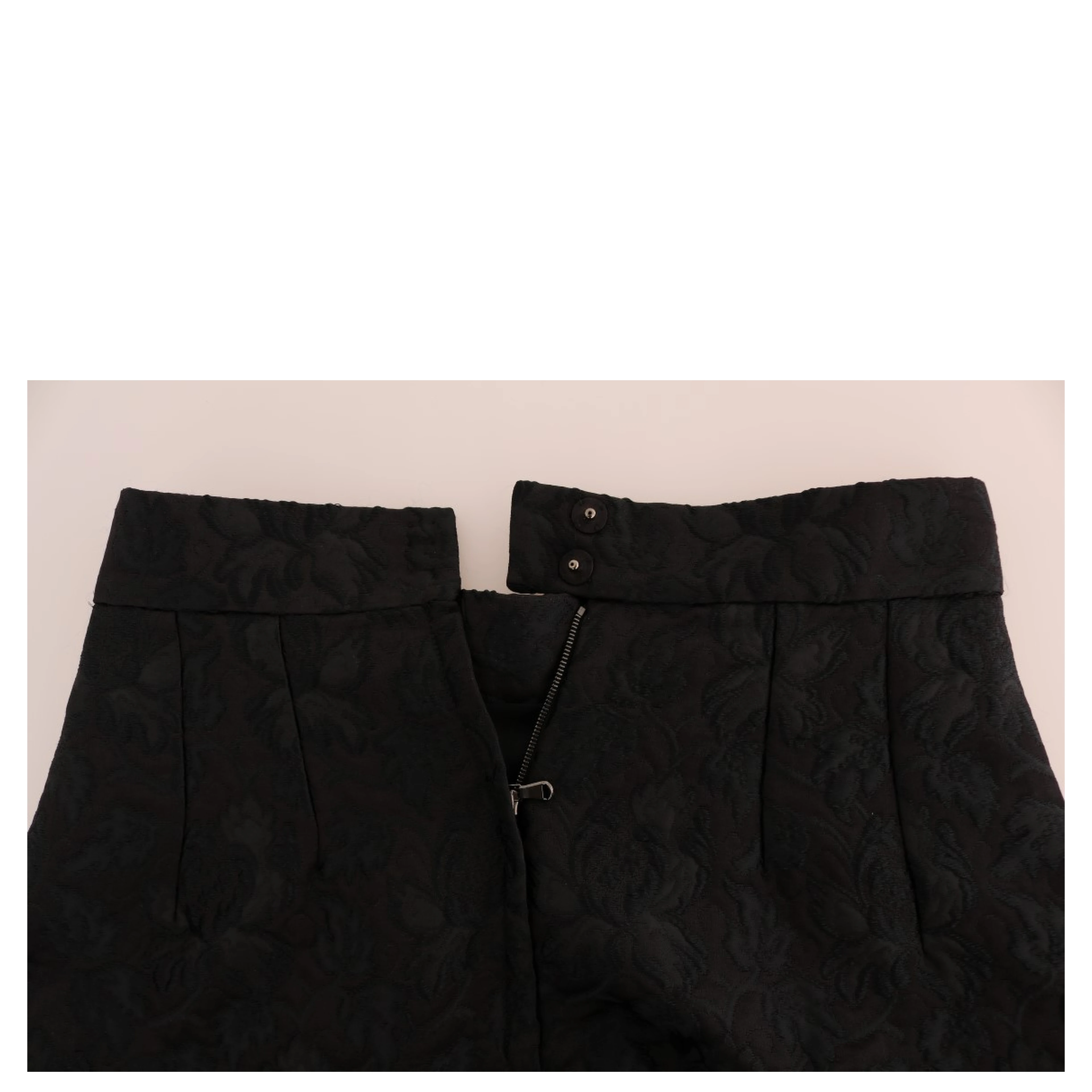 Black Floral Jacquard Silk A-Line Skirt