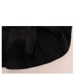 Black Floral Jacquard Silk A-Line Skirt
