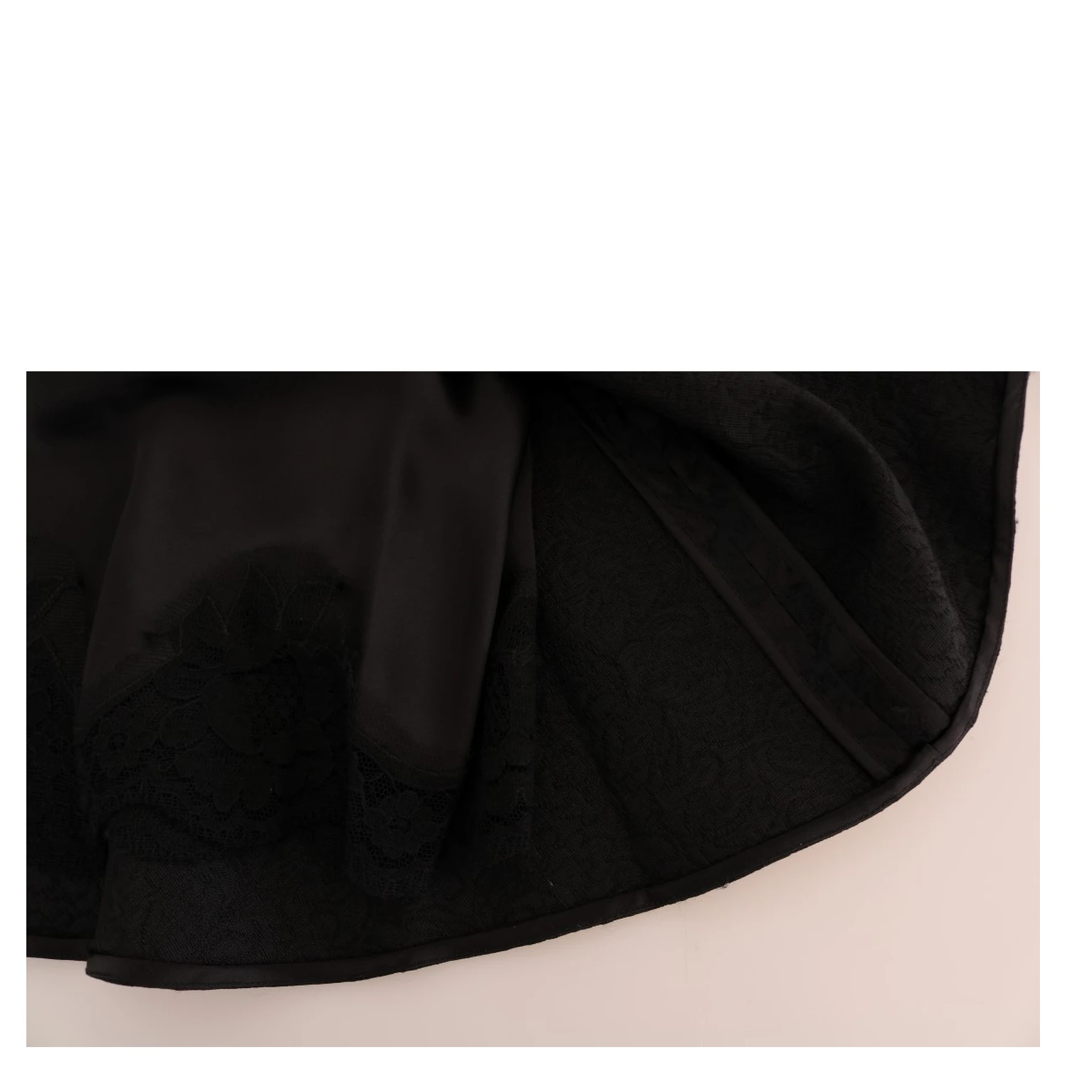 Black Floral Jacquard Silk A-Line Skirt