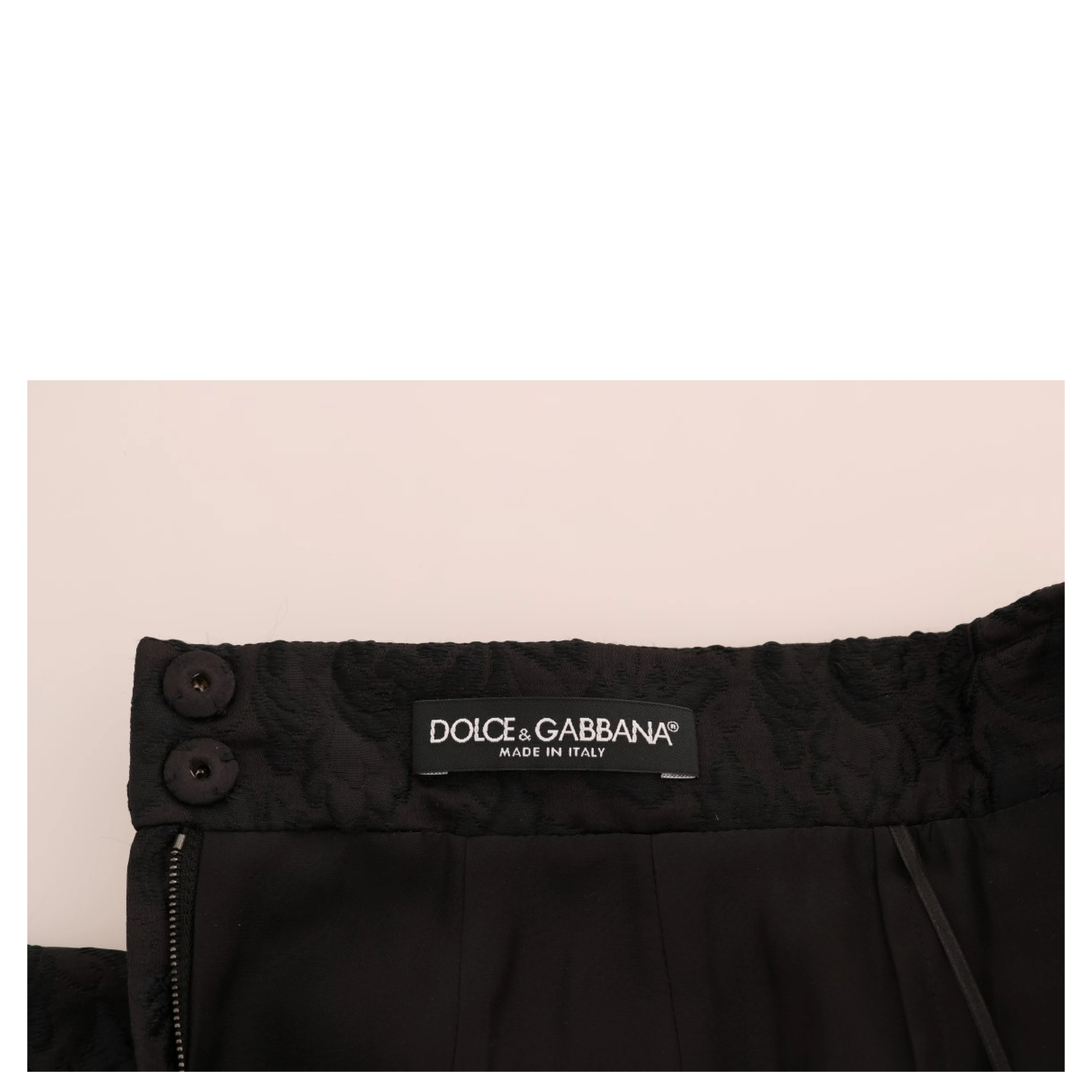 Black Floral Jacquard Silk A-Line Skirt