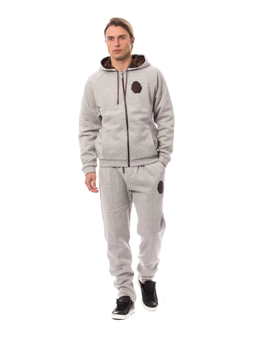 Gray Cotton Hooded Sweatsuit