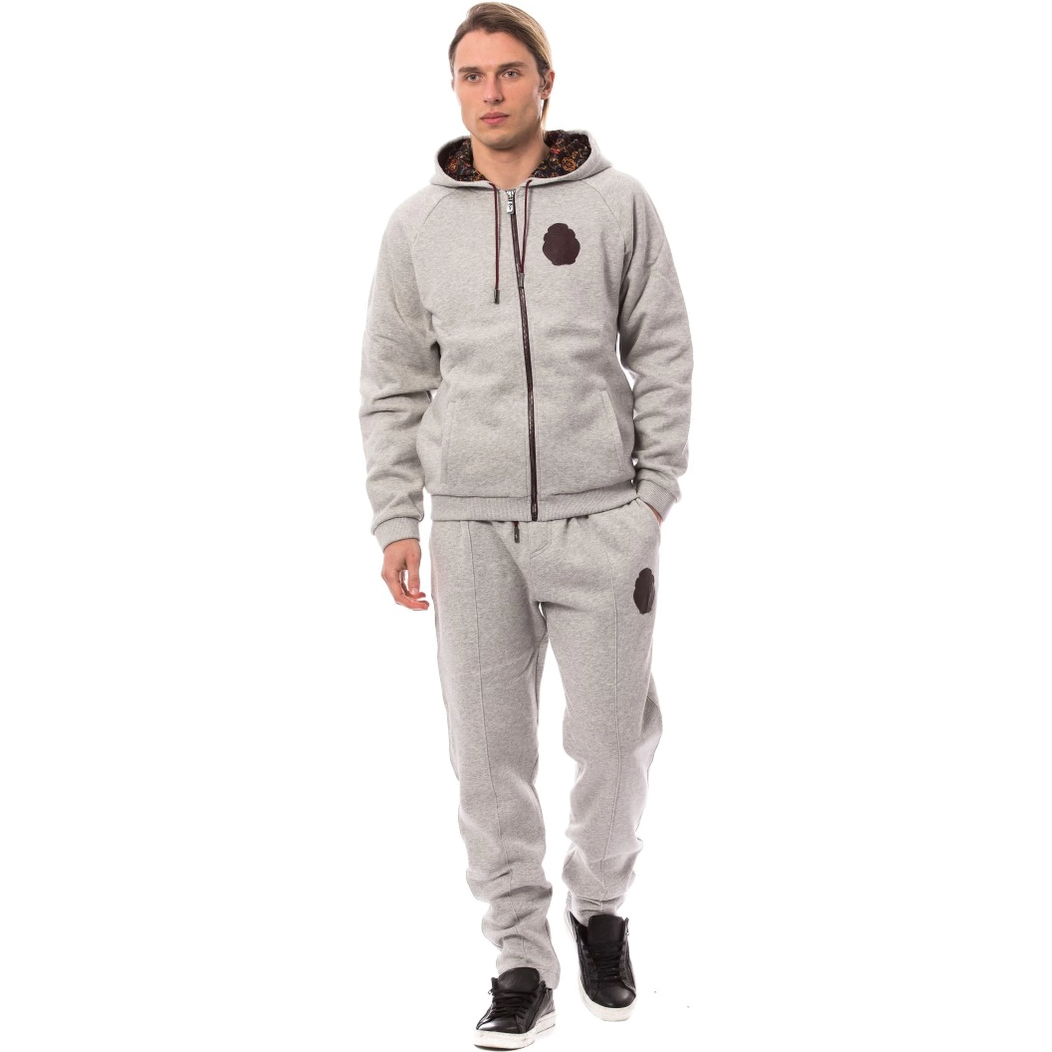 Gray Cotton Hooded Sweatsuit