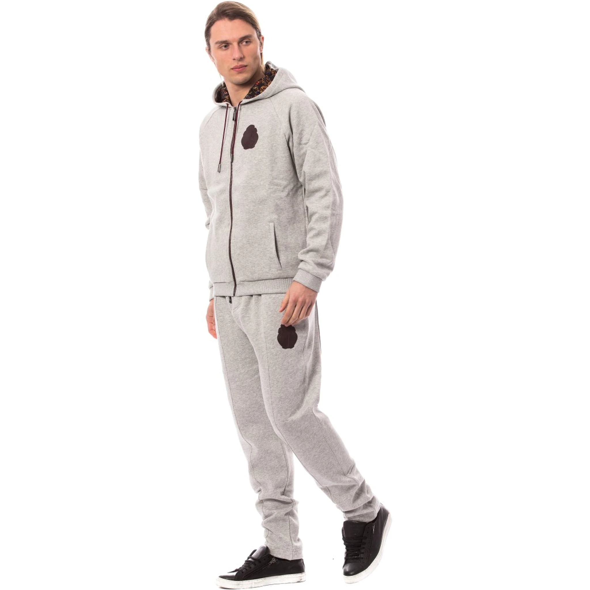 Gray Cotton Hooded Sweatsuit