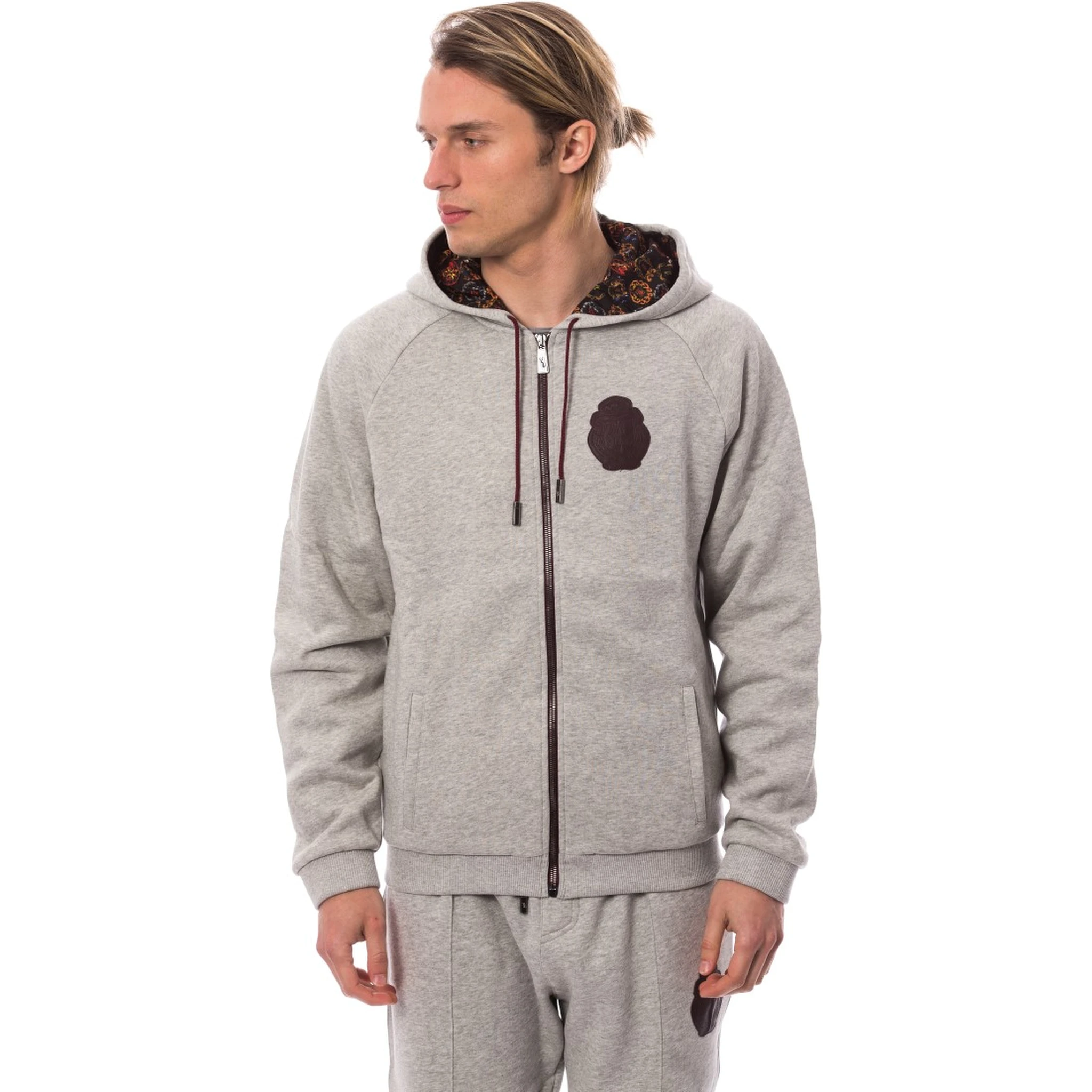 Gray Cotton Hooded Sweatsuit