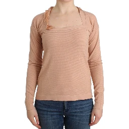 Orange Wool Blend Striped Long Sleeve Top