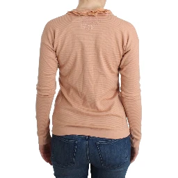Orange Wool Blend Striped Long Sleeve Top