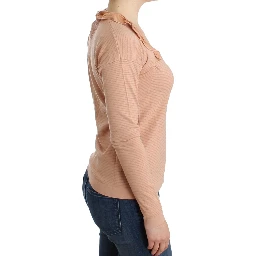 Orange Wool Blend Striped Long Sleeve Top