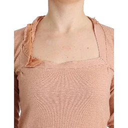 Orange Wool Blend Striped Long Sleeve Top