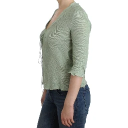 Green Lightweight Knit Sweater Top Blouse