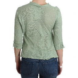 Green Lightweight Knit Sweater Top Blouse