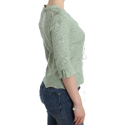 Green Lightweight Knit Sweater Top Blouse