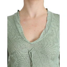Green Lightweight Knit Sweater Top Blouse